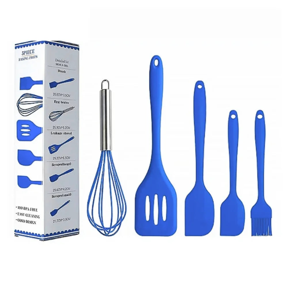 Kit de 5 Utensílios de Cozinha - Cores Sortidas - Design Moderno e Resistente