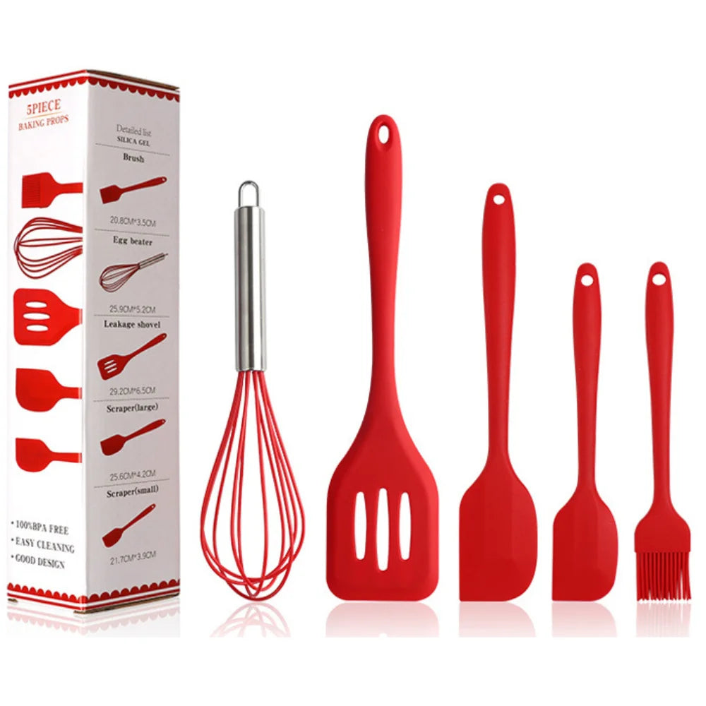 Kit de 5 Utensílios de Cozinha - Cores Sortidas - Design Moderno e Resistente