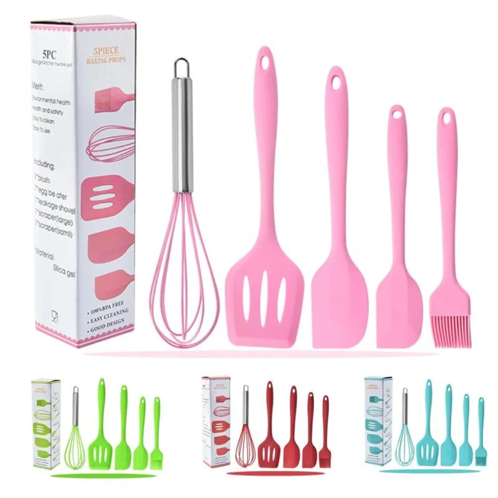 Kit de 5 Utensílios de Cozinha - Cores Sortidas - Design Moderno e Resistente