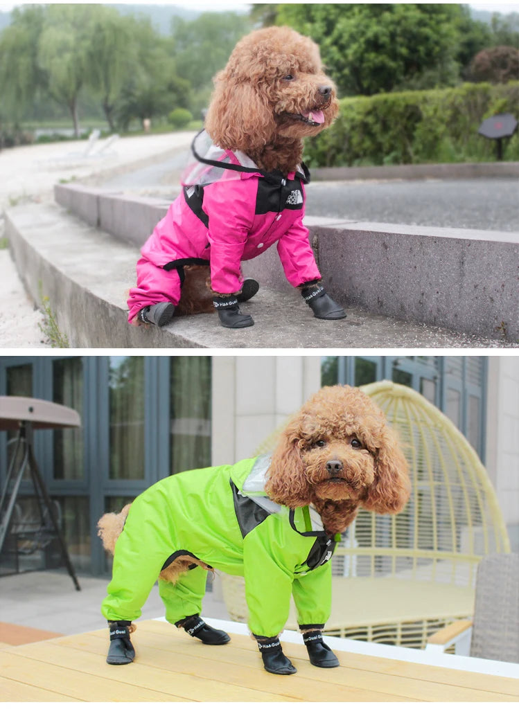 Capa de Chuva para Cães, Roupas para Pets com Rosto de Cão, Macacão Impermeável, Jaqueta para Cães, Roupas Resistente à Água para Cães, Casaco para Pets