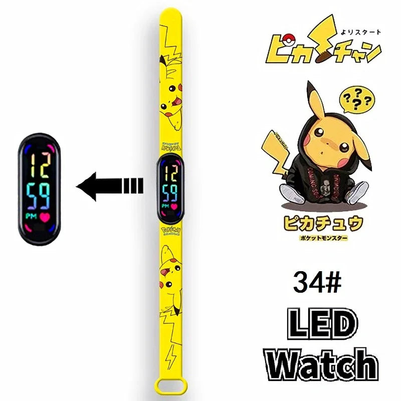 Relógios Casuais Esportivos Pokémon Pikachu Dragon Ball Z, Relógio Digital de Silicone com LED, Colorido e Fofo, Relógio de Pulso Infantil, Presente de Brinquedo