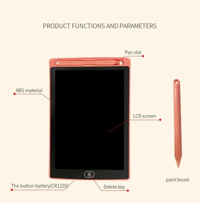 Tabuleiro de Desenho Eletrônico Efes 8.5/10/12 polegadas para Crianças - Brinquedos Educativos, Tela LCD, Tablet de Escrita para Bebês e Crianças