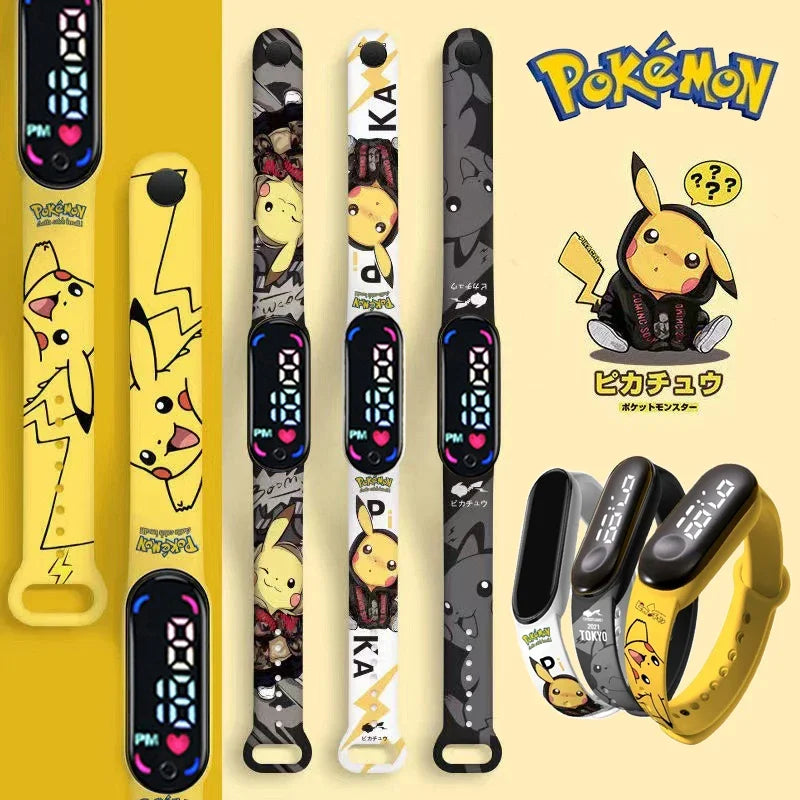 Relógios Casuais Esportivos Pokémon Pikachu Dragon Ball Z, Relógio Digital de Silicone com LED, Colorido e Fofo, Relógio de Pulso Infantil, Presente de Brinquedo