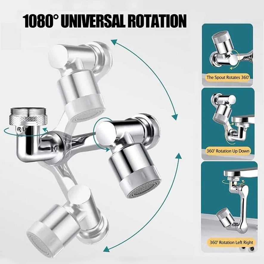 Cabeça de Pulverizador de Torneira com Extensão Rotacionável de 1080° Adaptador Universal para Torneira de Banheiro com 2 Modos de Jato