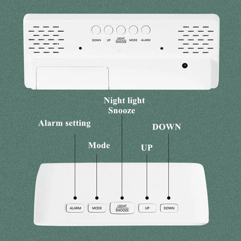 Relógio Digital de Alarme Acrílico/ espelho com Controle por Voz, Função Soneca, Modo Noturno, Relógio de Mesa 12/24H, Função Anti-Distúrbio, Relógio LED Eletrônico.