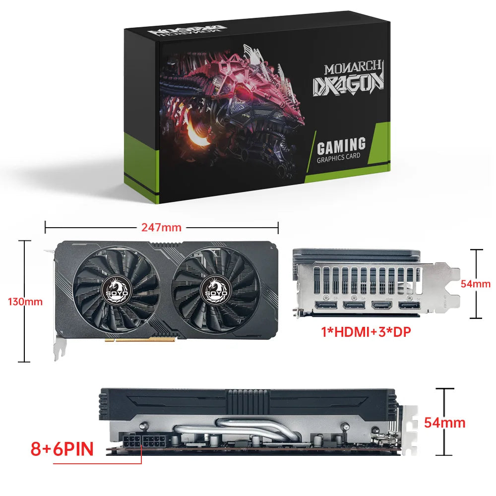 SOYO AMD Radeon RX5700XT 8GB Placa de Vídeo para Jogos com Memória GDDR6 de 8GB, Barramento de 256 bits, PCIEx16 4.0 para Computadores Desktop, Placas de Vídeo RX 5700XT