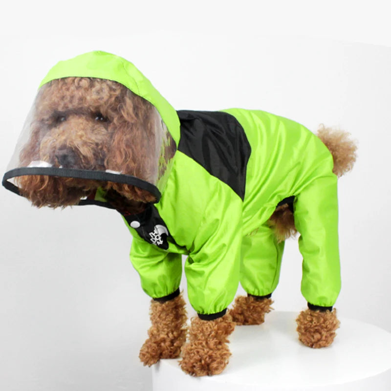 Capa de Chuva para Cães, Roupas para Pets com Rosto de Cão, Macacão Impermeável, Jaqueta para Cães, Roupas Resistente à Água para Cães, Casaco para Pets