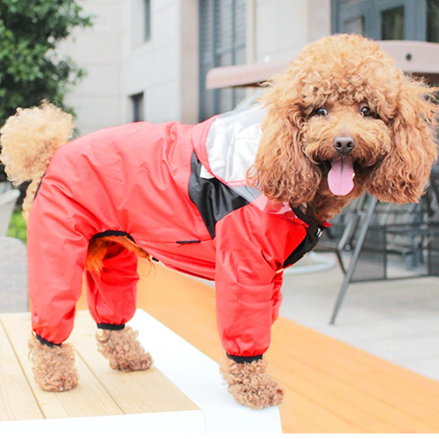 Capa de Chuva para Cães, Roupas para Pets com Rosto de Cão, Macacão Impermeável, Jaqueta para Cães, Roupas Resistente à Água para Cães, Casaco para Pets