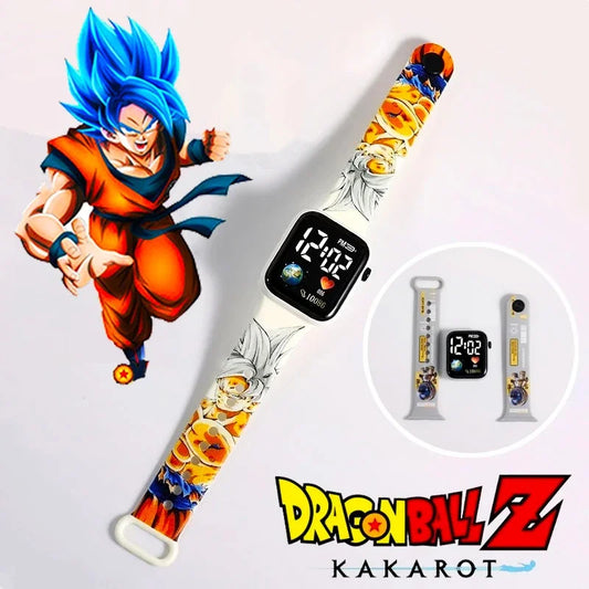 Relógios Casuais Esportivos Pokémon Pikachu Dragon Ball Z, Relógio Digital de Silicone com LED, Colorido e Fofo, Relógio de Pulso Infantil, Presente de Brinquedo