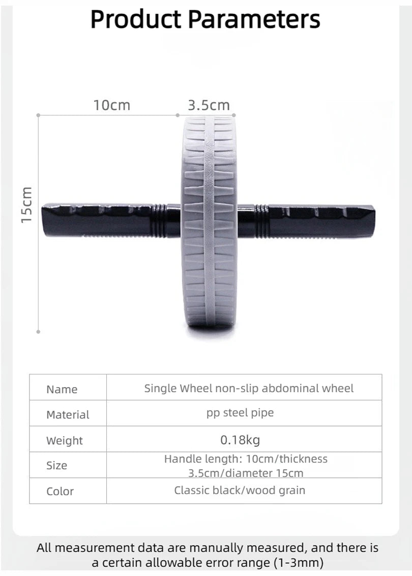 Roda Abdominal com Alta Capacidade de Carga, Rolo Antiderrapante, Equipamento de Exercício para Fortalecimento Muscular, Treinamento Fitness para Uso Doméstico, Silenciosa