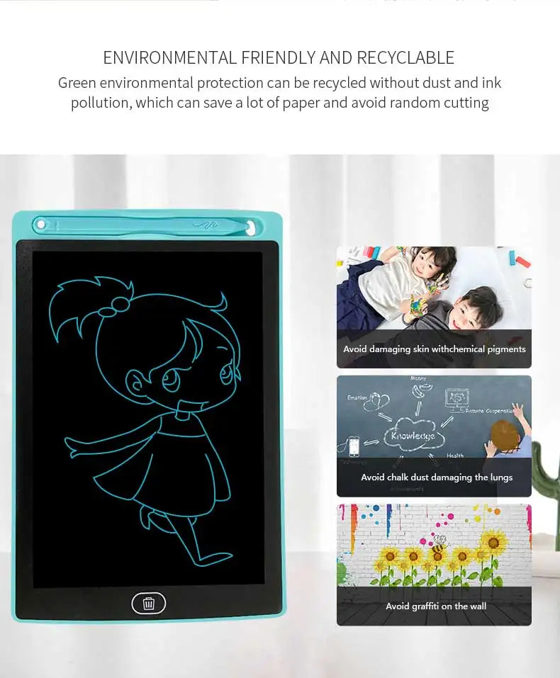 Tabuleiro de Desenho Eletrônico Efes 8.5/10/12 polegadas para Crianças - Brinquedos Educativos, Tela LCD, Tablet de Escrita para Bebês e Crianças